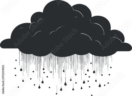 Illustration of a dark rain cloud with raindrops, symbolizing gloomy and stormy weather.