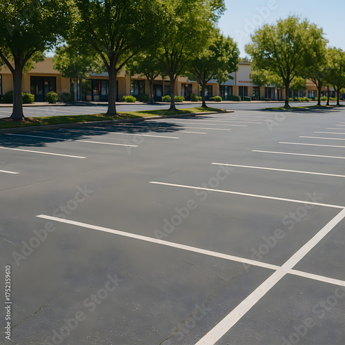 Empty parking spaces in a suburban lot at midday