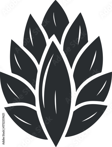 Silhouette of a hop plant illustration used as a symbol in brewing and beer design.