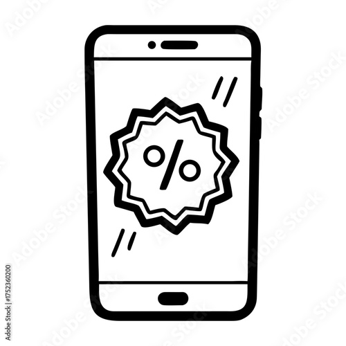 Smartphone displaying discount promotion on screen  