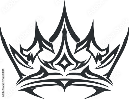 Black tribal crown tattoo design with sharp edges and intricate patterns.