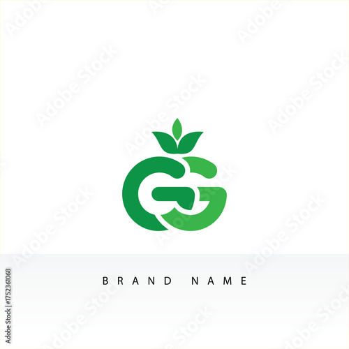 Green GG Monogram Logo with Leaf Accent