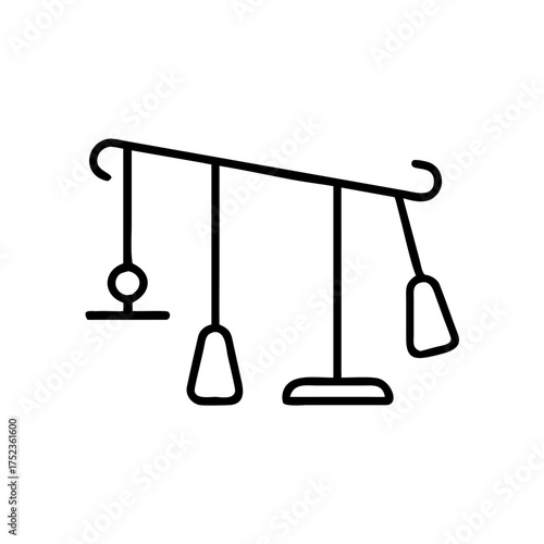 Balance scale icon in minimalistic design with linear details  