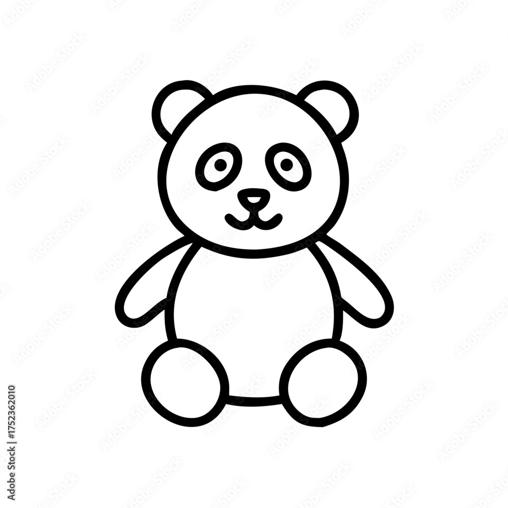 Fototapeta premium Cartoon panda icon in minimal line drawing style 
