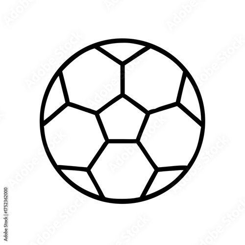 Soccer ball icon in simple black line design  