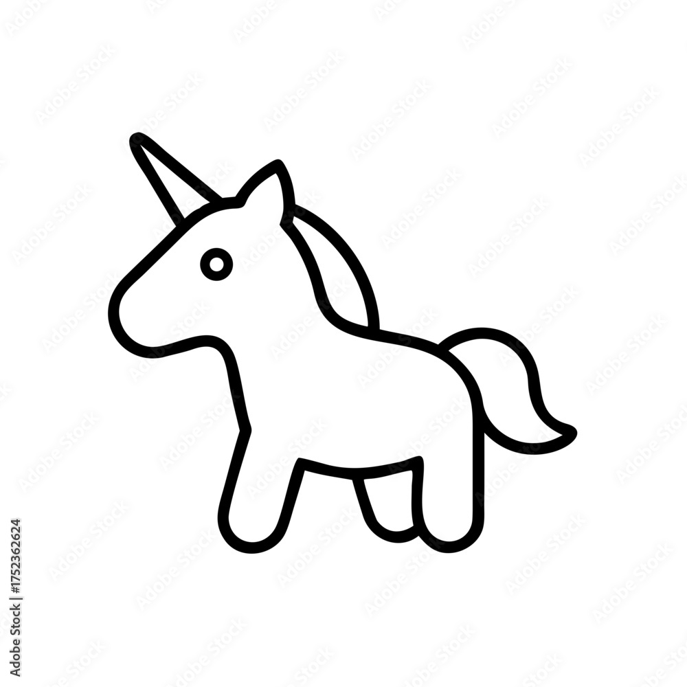 Obraz premium Simple line drawing of a unicorn icon in black and white 