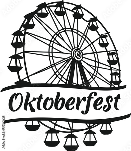 Vector art illustration of an amusement park Ferris wheel icon design symbol