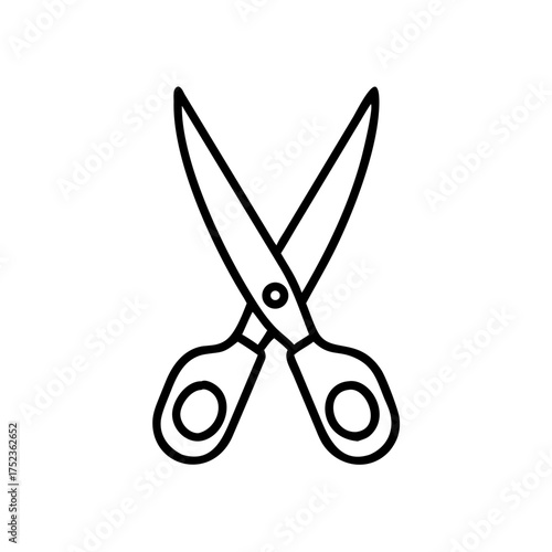Scissors icon representing cutting tools in minimal line art style  