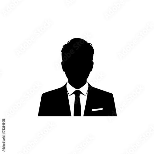 Black silhouette of a man in a suit and tie collar