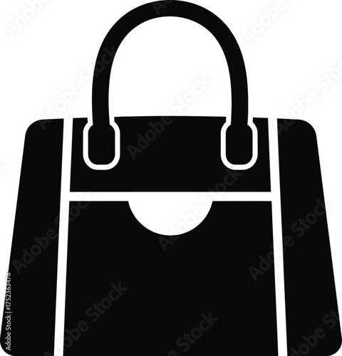 Elegant Black Handbag Icon with Classic Design.
