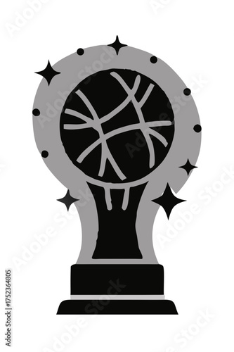 Basketball trophy with stars for champion team
