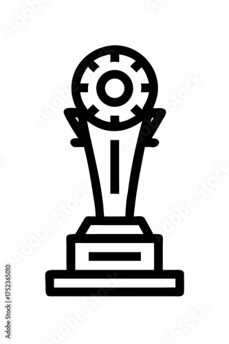 Outline of a gear trophy with a simple design