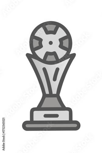 Soccer trophy in grey and white colors