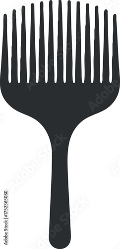 Black silhouette of a comb used for hair styling and grooming purposes.