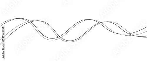 Vector curve wave seamless pattern background. Abstract thin gray and white wavy lines background.