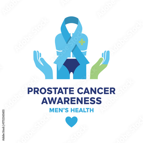Prostate cancer awareness, symbolized by a blue ribbon, focuses on men’s health and promotes medical care and health through a comprehensive health awareness campaign