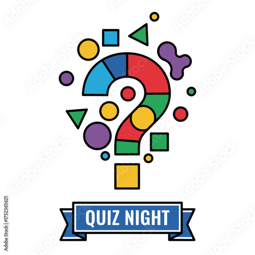 Vibrant question mark quiz night backdrop
