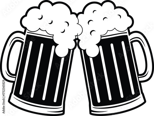 Beer mug silhouette Vector isolated on white background