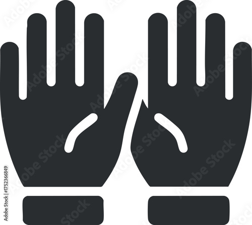 Black silhouette of a pair of gloves, symbolizing protection and warmth for hands.