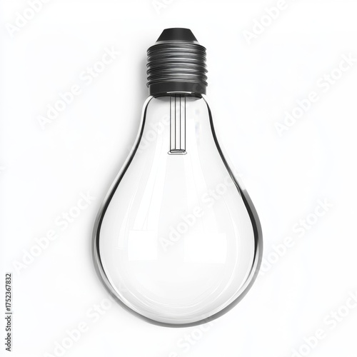 3D light bulb shines, isolated on white background, vector illustration 