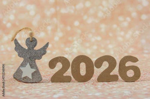 Eco numbers 2026 on a festive background, suitable for a New Year's card or anniversary themes. New Year 2026