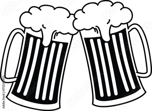 Beer mug silhouette Vector isolated on white background