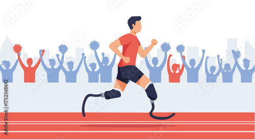 Paralympic Blade Runner: Amputee Athlete with Prosthetic Legs Racing to Victory on Track