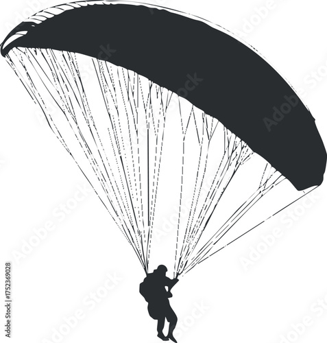 Silhouette of a paraglider soaring through the sky, showcasing adventure and freedom in flight.