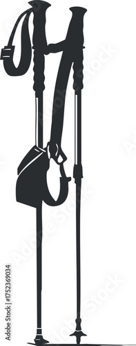 Silhouette of ski poles representing essential equipment for winter sports and outdoor activities.