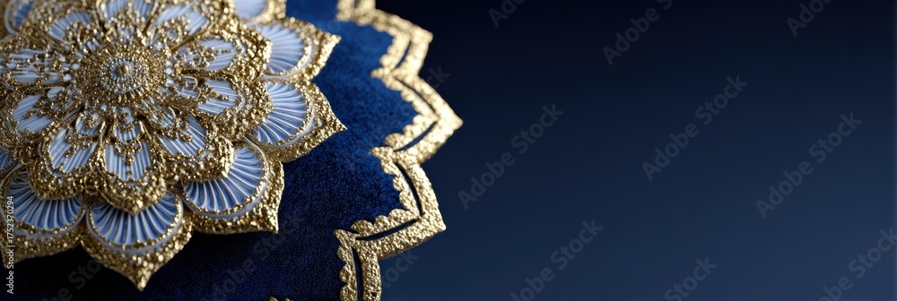 Fototapeta premium luxury diwali card design, elegant diwali postcard template with gold foil accents, mandala patterns, and metallic effects against a navy background for a luxury brand aesthetic