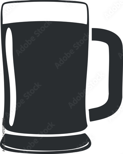 Silhouette of a beer mug icon perfect for bar or pub graphics and design templates.