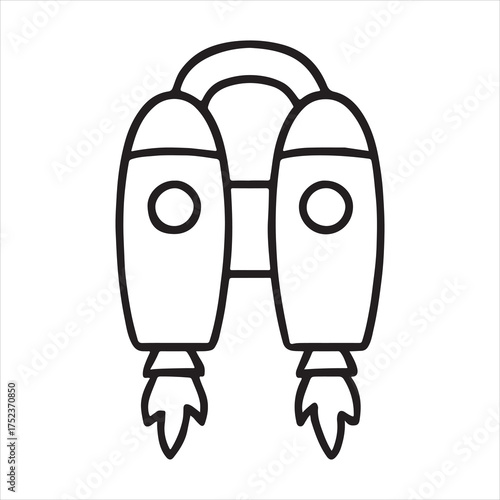 Jetpack icon rocket propulsion system symbol silhouette a white background