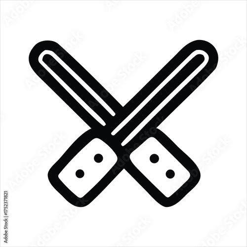 Drawn crossed dice symbol simple icon silhouette a white background