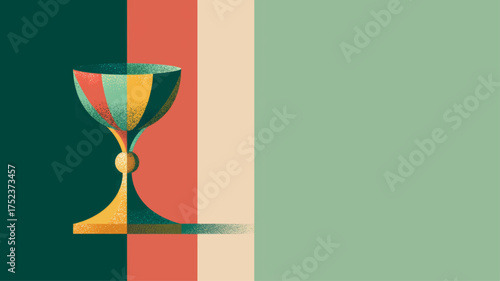 Golden Kikombe cha Umoja unity cup on colorful gradient background, elegant Kwanzaa celebration symbol for African heritage and togetherness.