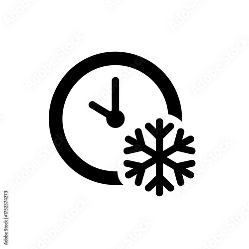 Vector art of clock and snowflake icon for frozen time