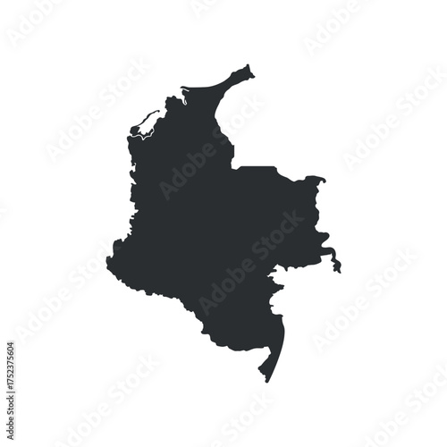 Shape of Colombia Vector Map Dark Blue Silhouette on Transparent Background