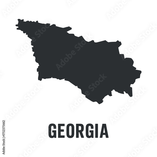Georgia Detailed Vector Map on Transparent Backdrop Outline Boundary Territories