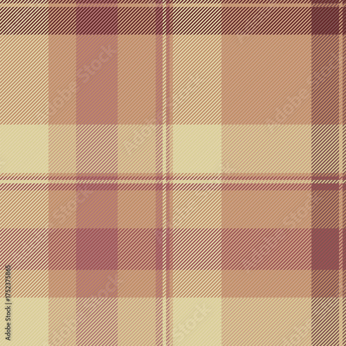 Styling check tartan fabric, age textile background texture. Femininity seamless vector plaid pattern in orange and red colors.