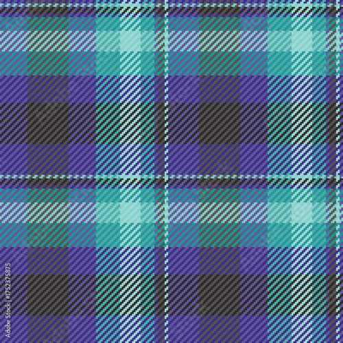 Advertising texture background tartan, female check textile seamless. Deluxe vector fabric pattern plaid in indigo and teal colors.