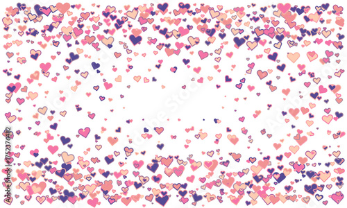 Romantic pastel heart confetti bursts across a white background, creating a joyful, celebratory mood. Perfect for Valentines Day, weddings, or any design needing a touch of love and whimsy.