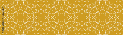 Minimalistic lineart seamless vector pattern. Abstract repetitive background with lines and geometrical ornaments. Simple and elegant design style. Gold background.