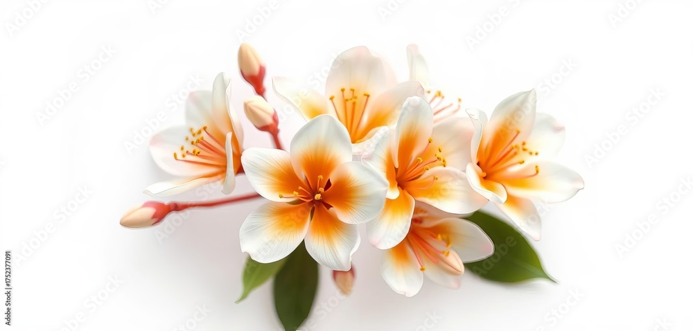 Fototapeta premium Delicate white orange blossoms isolated on pure white background, bloom, white background