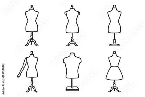Set of six mannequin outlines for fashion design and tailoring