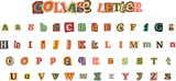 Alphabet collage abc  capital and samll alphabetical font letter cutout of paper magazine and colorful alphabetic handmade cutting text newsprint illustration on transparent background