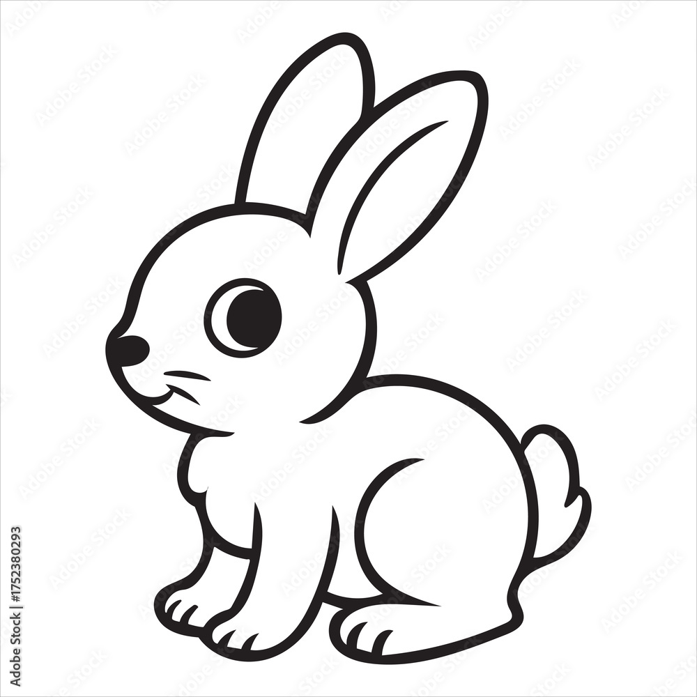 Obraz premium Simple outline drawing of a cute bunny silhouette a white background