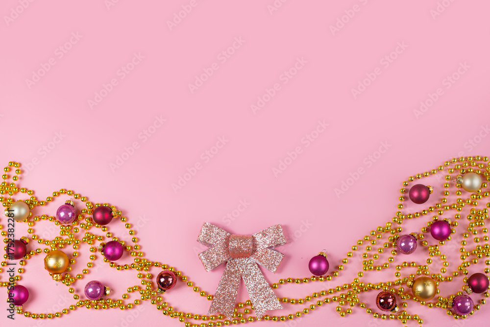 Fototapeta premium Explore Christmas Decorations with a charming Pink Background for your holiday gatherings