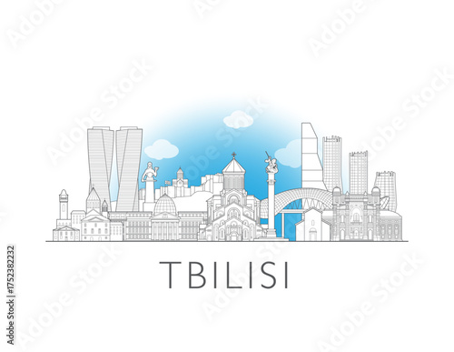 Tbilisi, Georgia, cityscape illustration skyline drawing