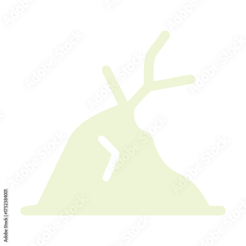 Abstract Representation of a Landslide with a Growing Plant Symbolizing Recovery and Environmental Resilience in a Simple Design