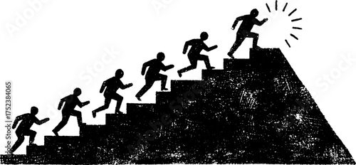Tribal folk art silhouette of symbolic progression steps – design for inspiration and motivation