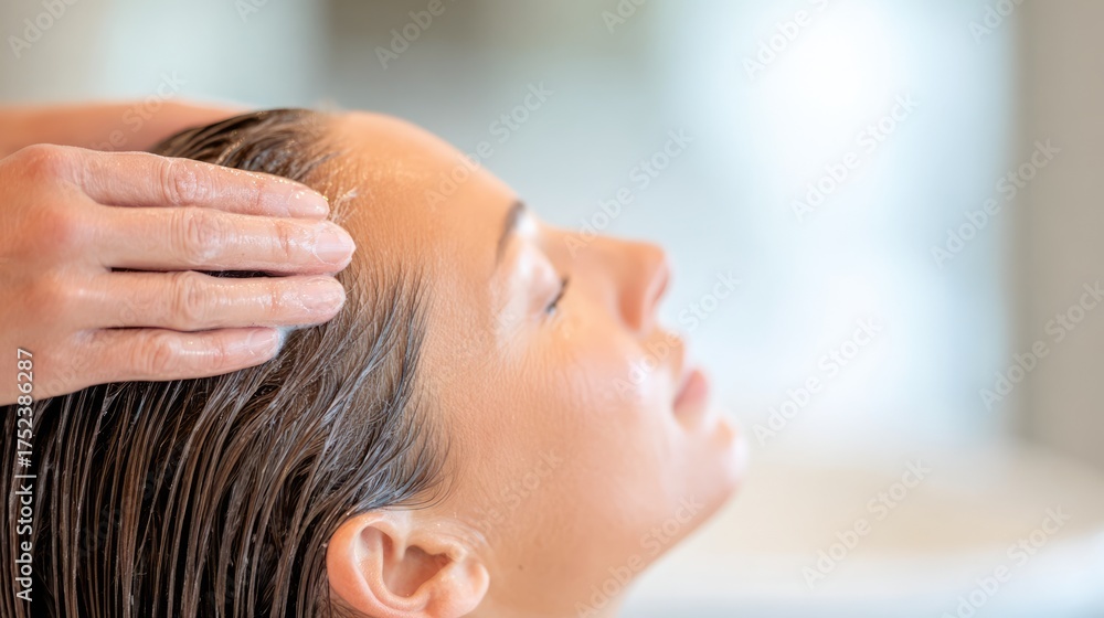 Fototapeta premium Woman receiving head massage at spa